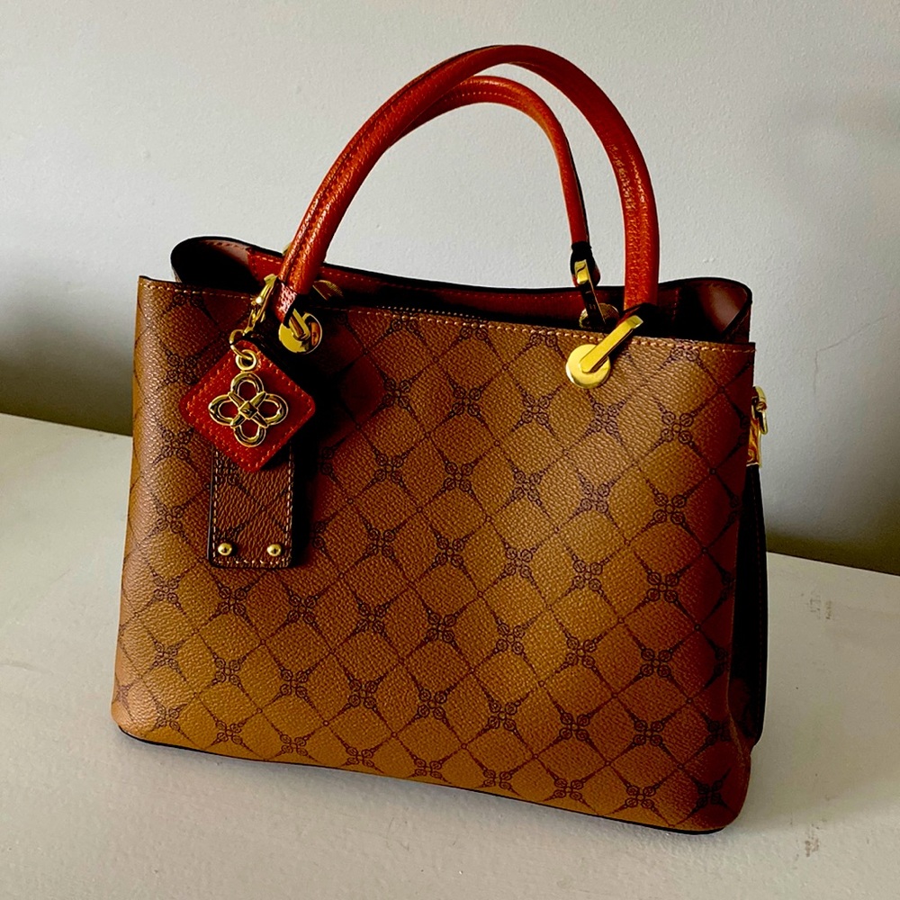 Fabulous Satchel in Tan, Caramel, and a hint of Brown with Gold Hardware